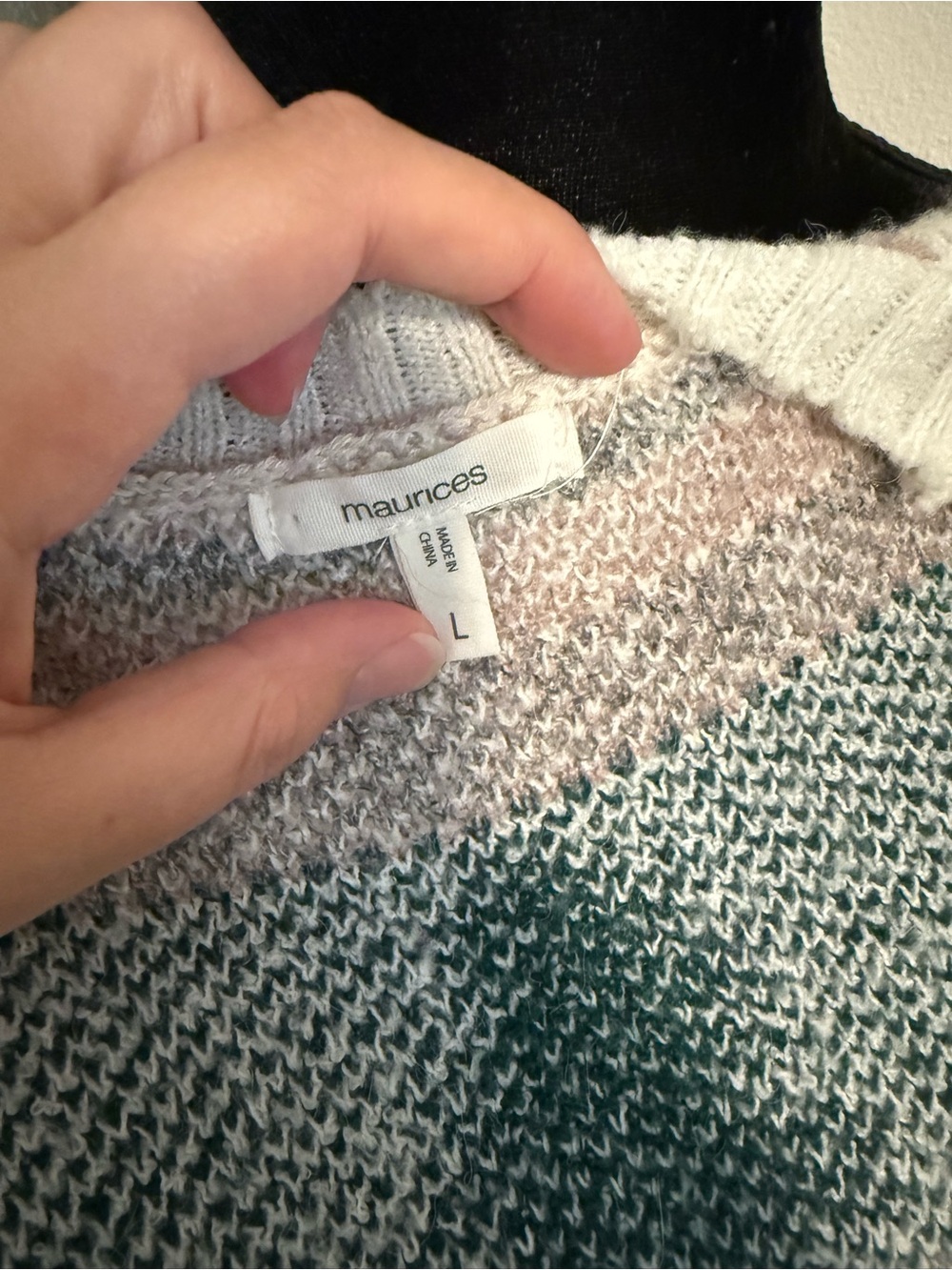 Maurices Cream and Green Knit Sweater with Tree Motif - Picture 3 of 3
